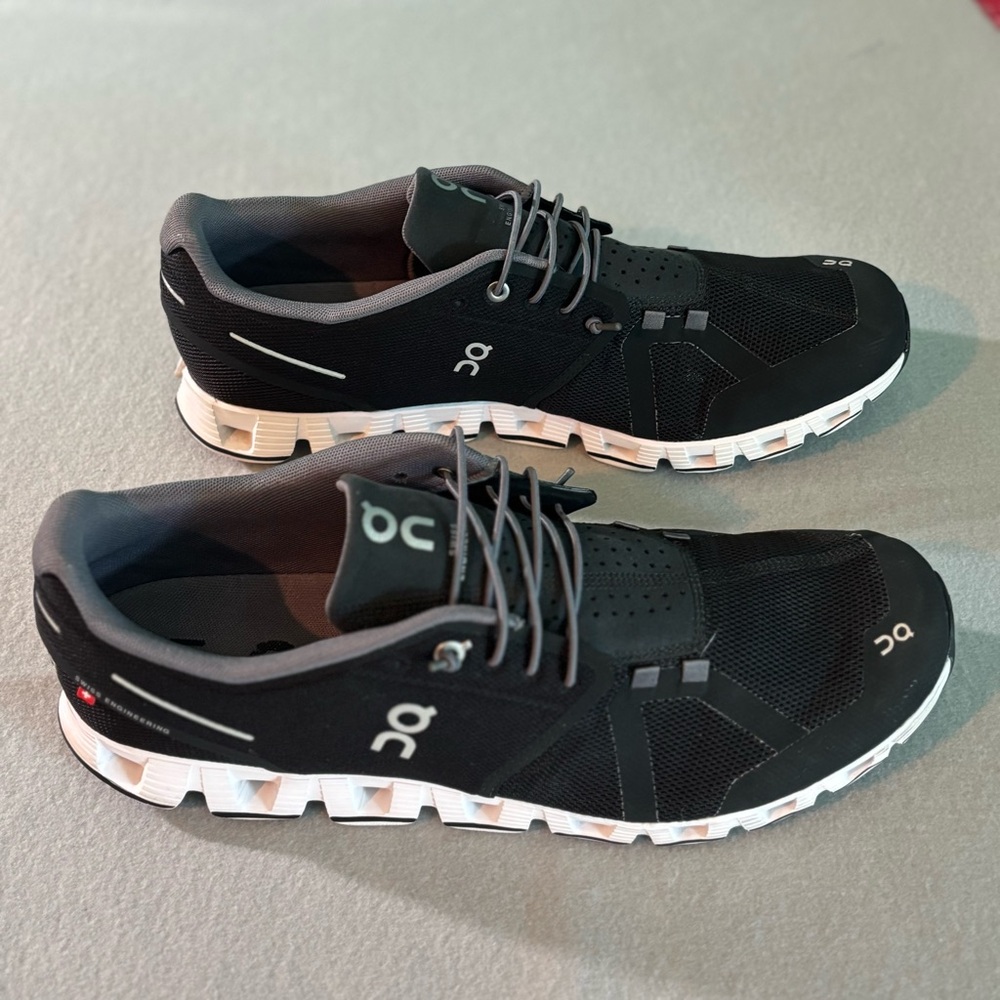 On Running Men’s Black and White Athletic Shoes - 12.5